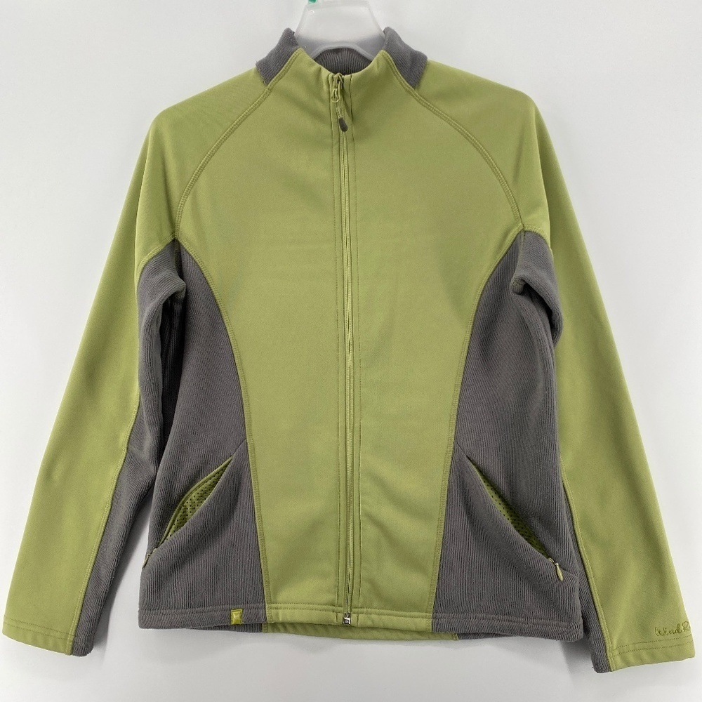 Wind River Women's Jacket Small Green Grey Exercise Full Front Zip Up Pockets